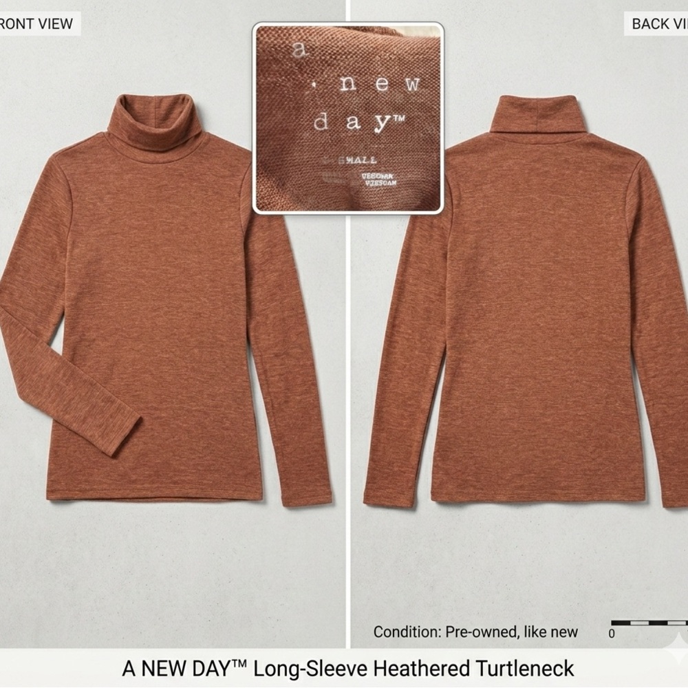 A New Day Women's Heathered Brown Turtleneck Sweater